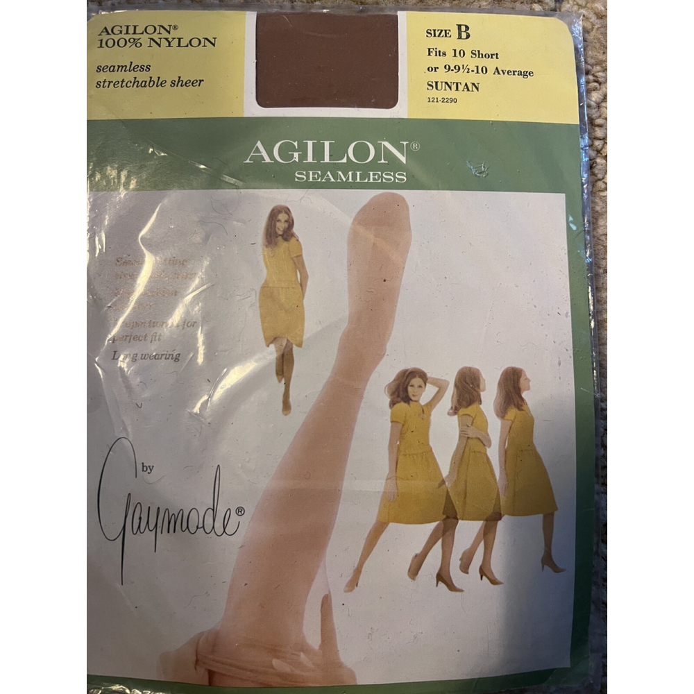 Vintage Gaymode Sheer Nylon Stockings Suntan Size B 10 Short 60s retro